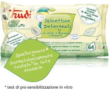 Trudi Baby Nature Salviette Detergenti Ipoallergeniche 64 Pezzi