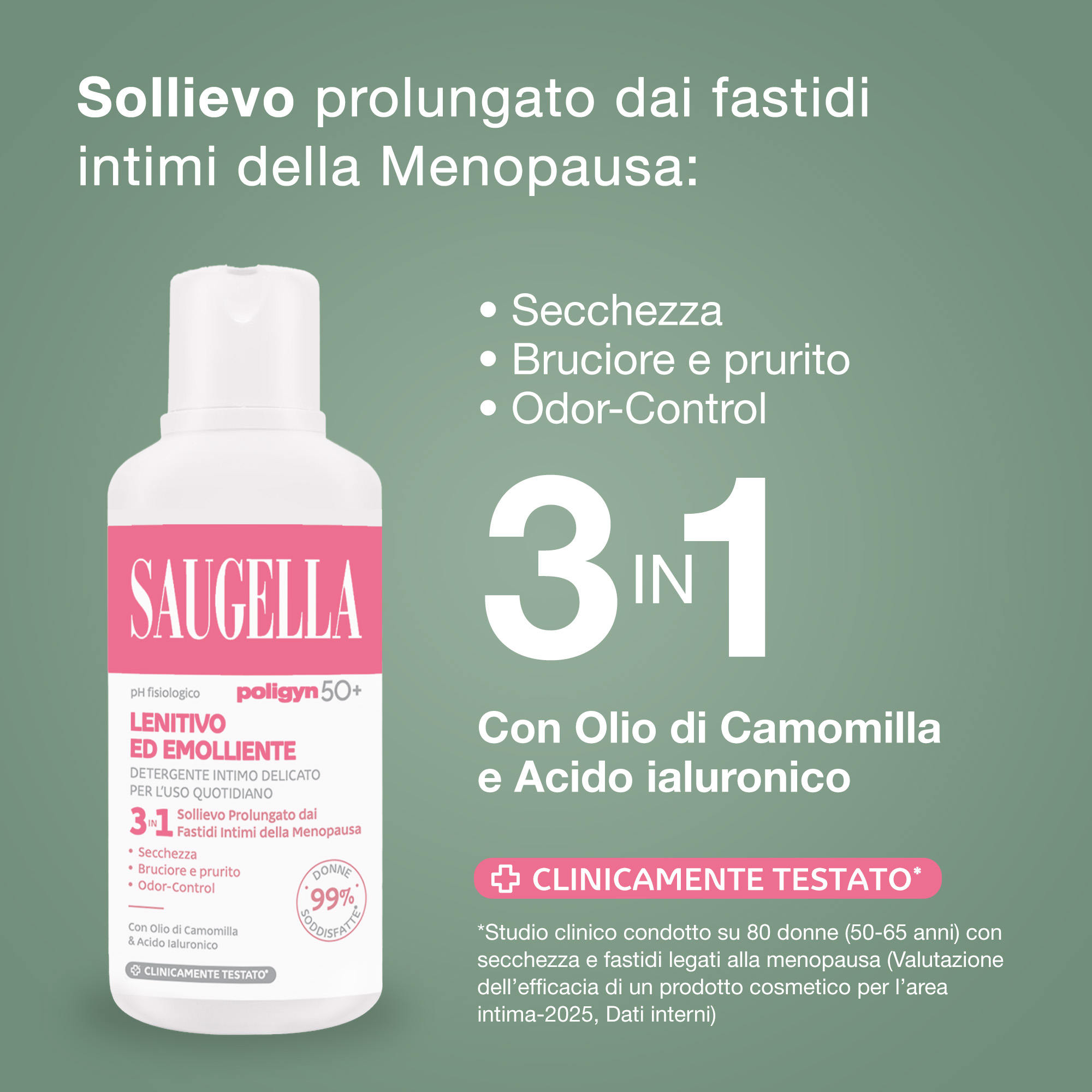 Saugella Poligyn 50+ - Detergente Intimo Lenitivo Ed Emolliente A pH Fisiologico 250 ml