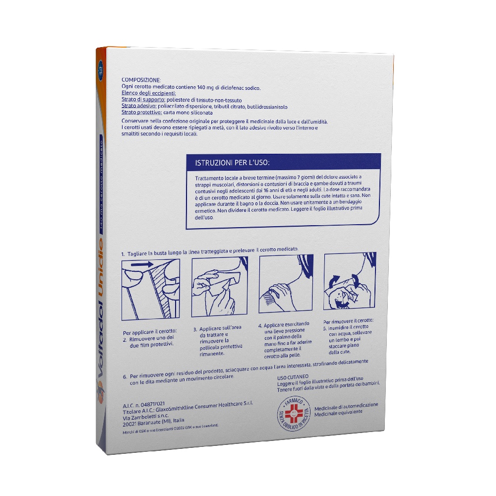 Voltadol Unidie Antifiammatorio fino a 24 ore Diclofenac Dolori Muscolari e Articolari 5 Cerotti