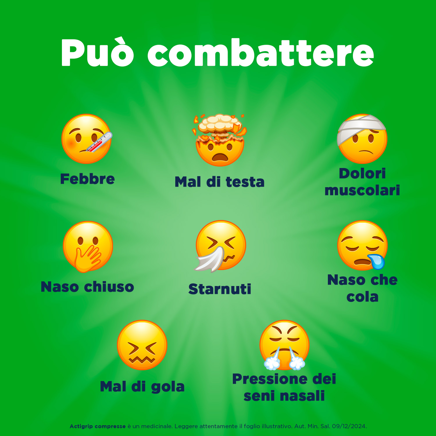 Actigrip 12 Compresse per Raffreddore Cefalea Mal di testa Febbre e Influenza