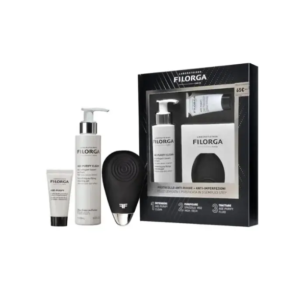 FILORGA COFANETTO ANTIRUGHE PURIFICANTE - Age Purify Clean 150 ml + Age Purify Fluid 15 ml + Spazzola eletrica in silicone