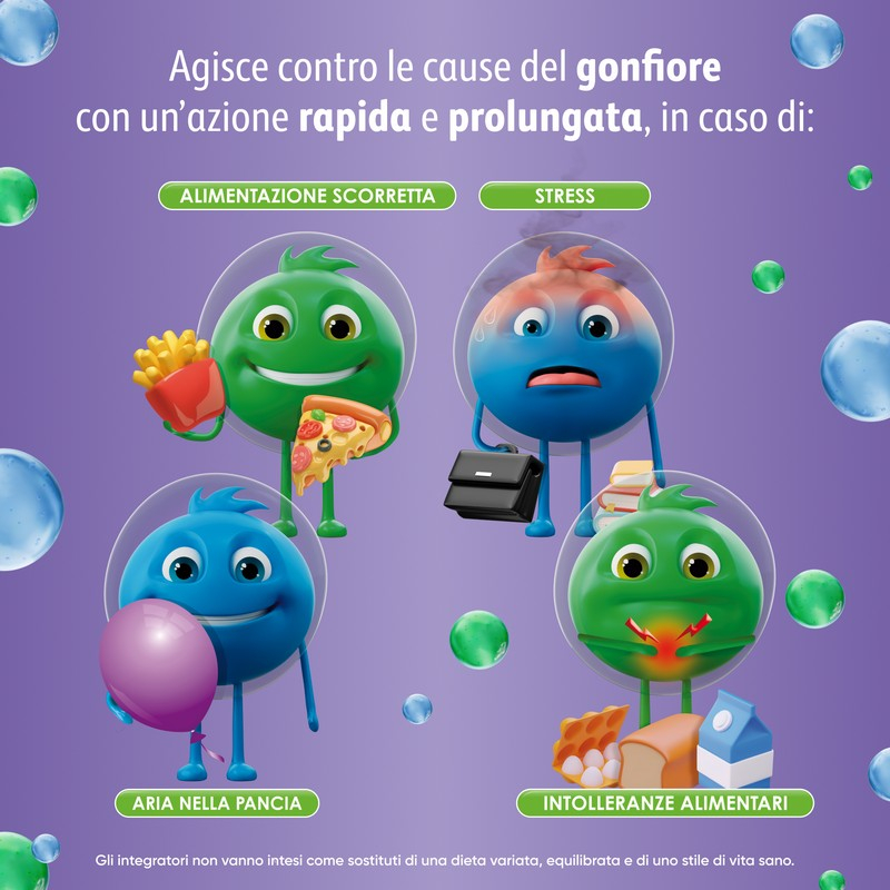 Enterogermina Gonfiore 20 bustine, Integratore Alimentare con Probiotici, Enzimi Digestivi e Fermenti Lattici per Adulti Contro Gonfiore Addominale, Gusto Pesca