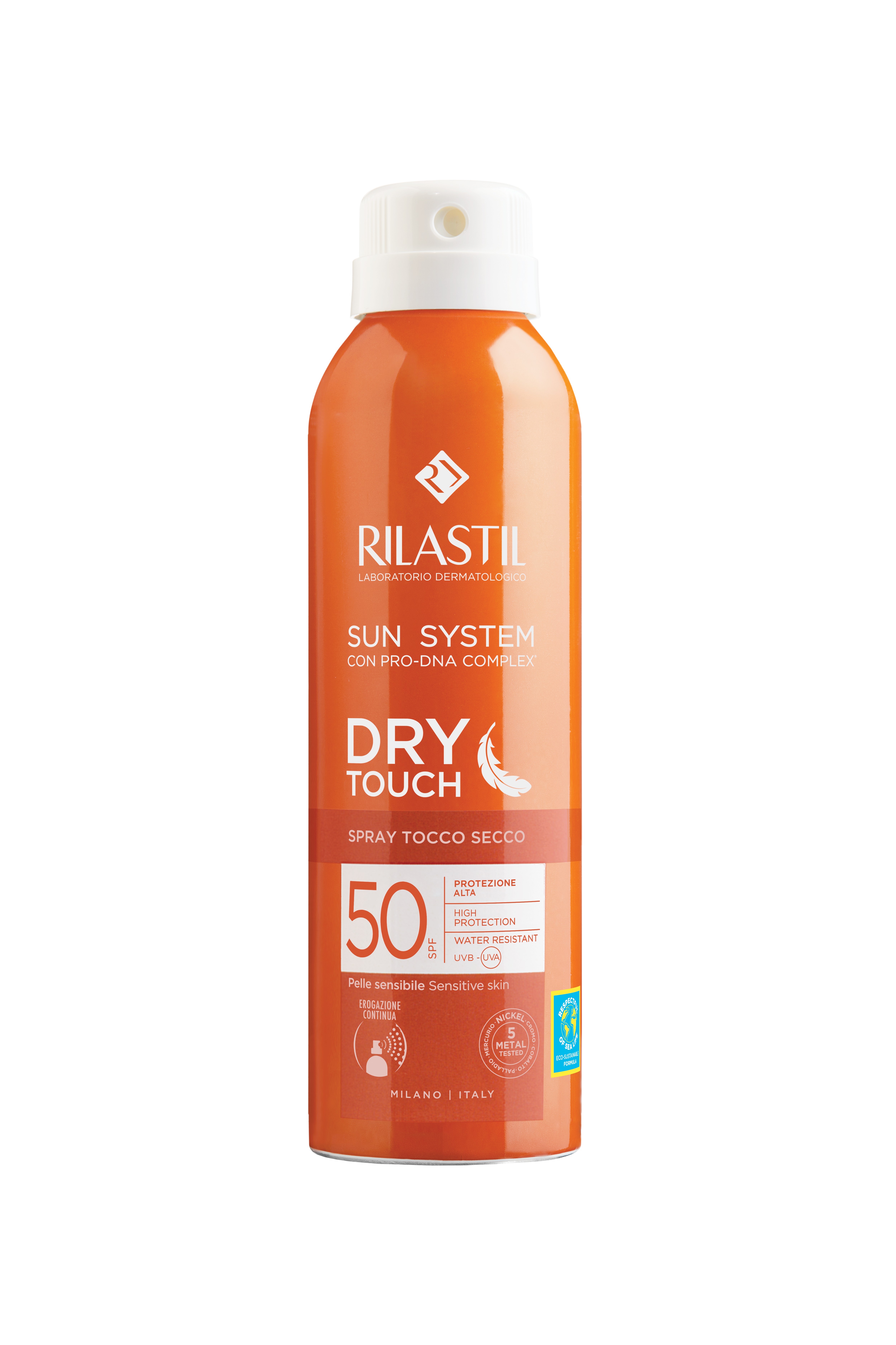 Rilastil Sun System Dry Touch - Spray Solare Corpo Tocco Secco SPF50 Per Pelle Sensibile 200 ml