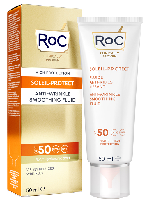 Roc Soleil Protect Fluido Viso SPF50+ - Fluido viso antirughe con protezione solare molto alta - 50 ml
