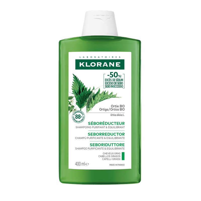 Klorane - Shampoo Seboriduttore all'Ortica purificante ed equilibrante, capelli grassi - 400ml
