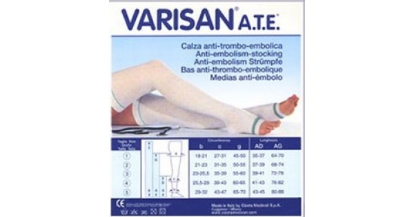 VARISAN ATE 18 MMHG CALZA AUTOREGGENTE PUNTA ISPEZIONABILE NORMALE COLORE BIANCO MISURA MEDIUM 1PAIO