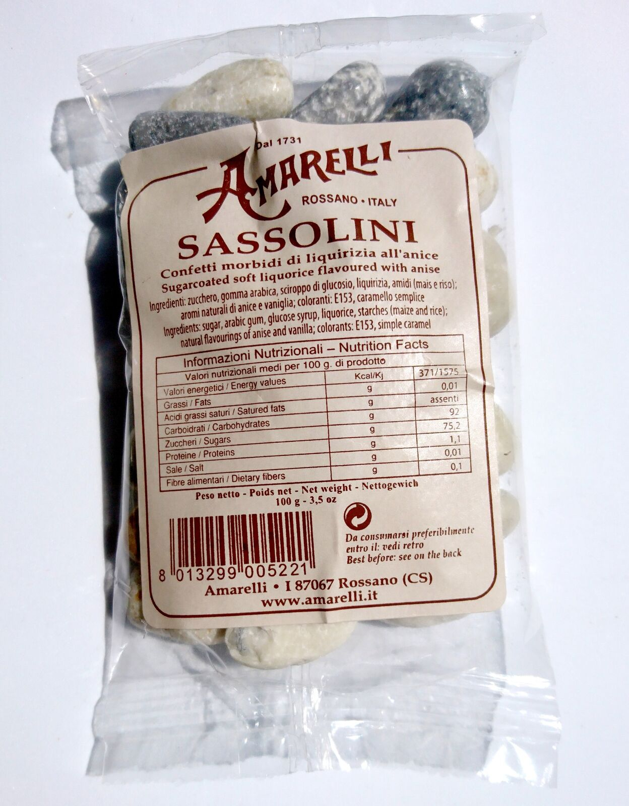 Amarelli Sassolini Confetti Liquirizia all'anice 100g
