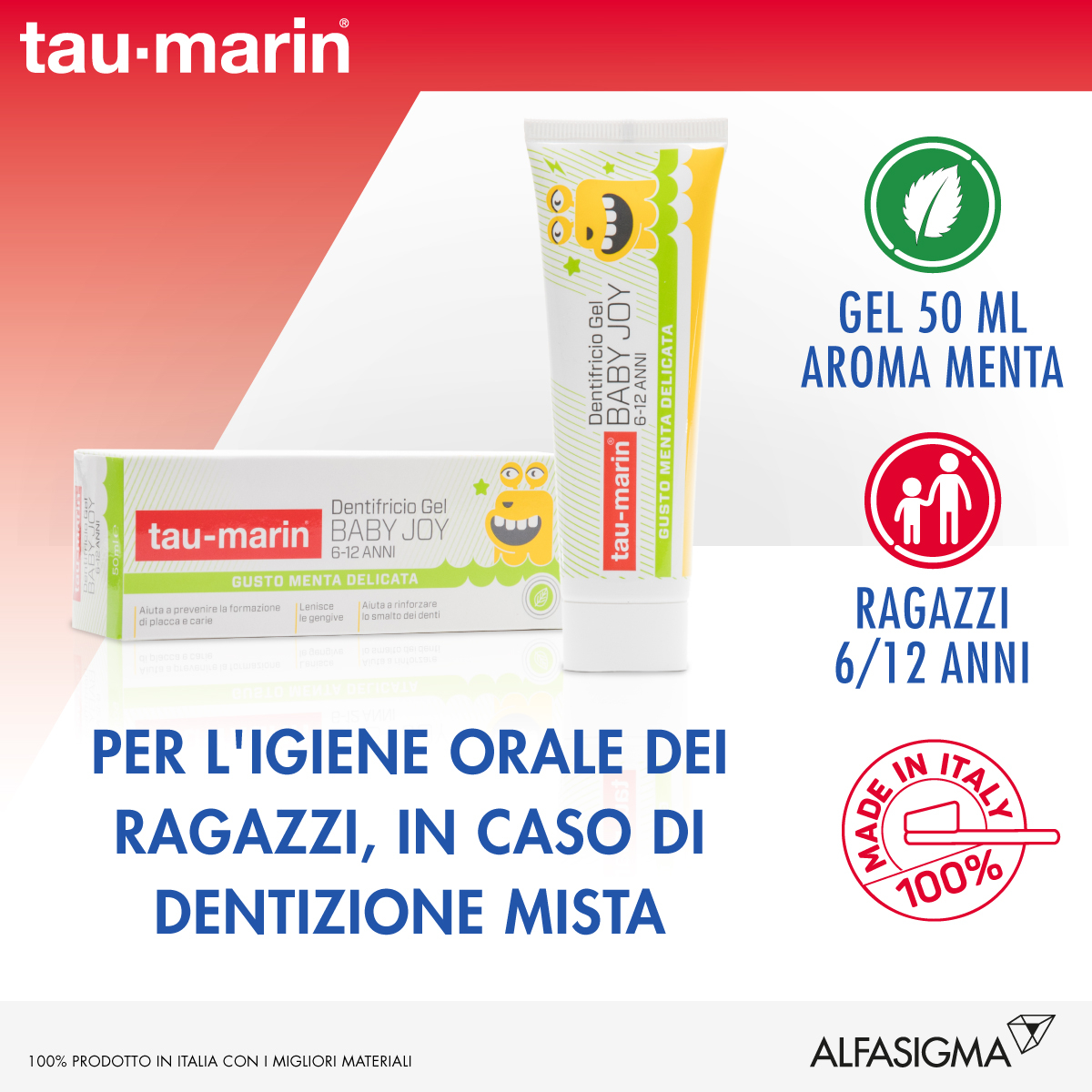 Tau-Marin Dentifricio Baby Joy Anti Carie 6-12 Anni