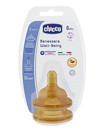 Chicco Tettarella Benessere in Caucciù Flusso Pappa 6m+ 2 pezzi
