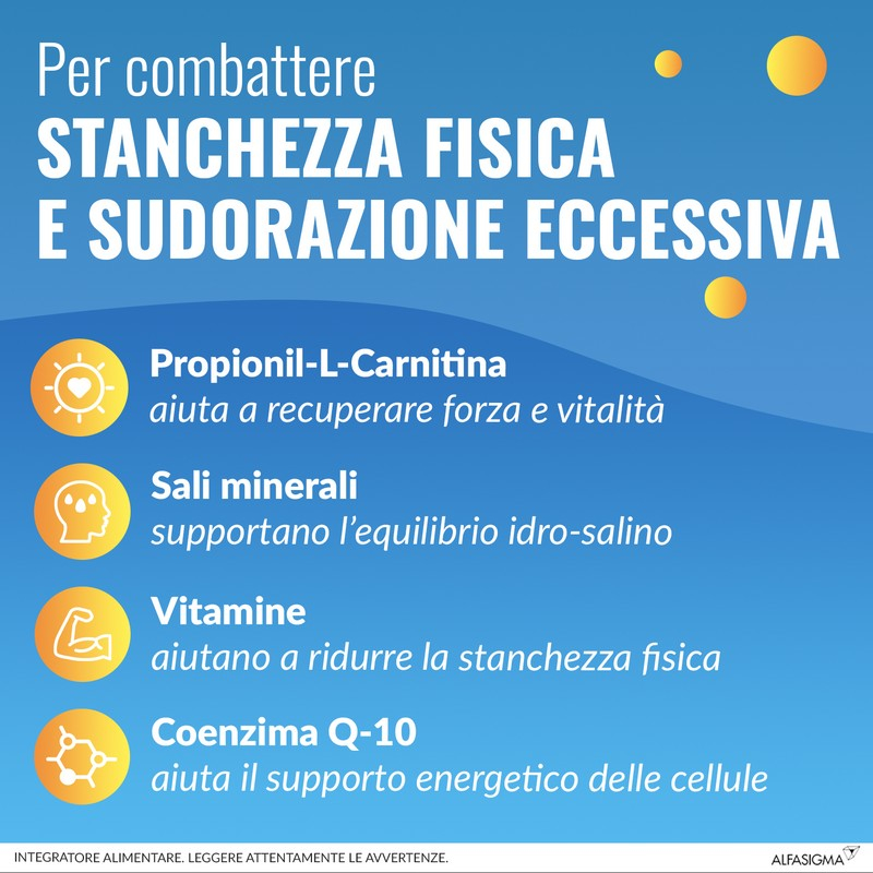 Carnidyn Fast Caldo e Affaticamento, integratore di Sali minerali, magnesio e potassio, zinco e selenio, con Carnitina, utile in caso di spossatezza da caldo o attività sportiva -  20 bustine