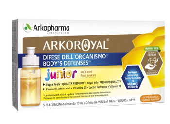 Arkoroyal Pappa Reale+Fermenti Lattici Bambini Integratore Difese Immunitarie 5 Flaconcini