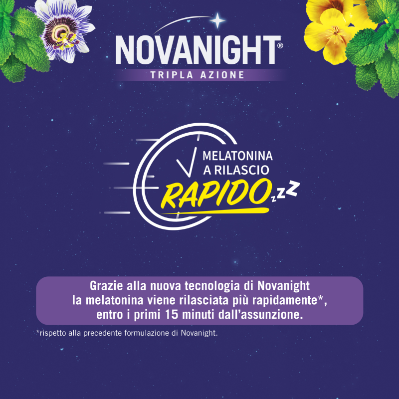 NOVANIGHT  tripla azione Melatonina a Rilascio Rapido 30 compresse