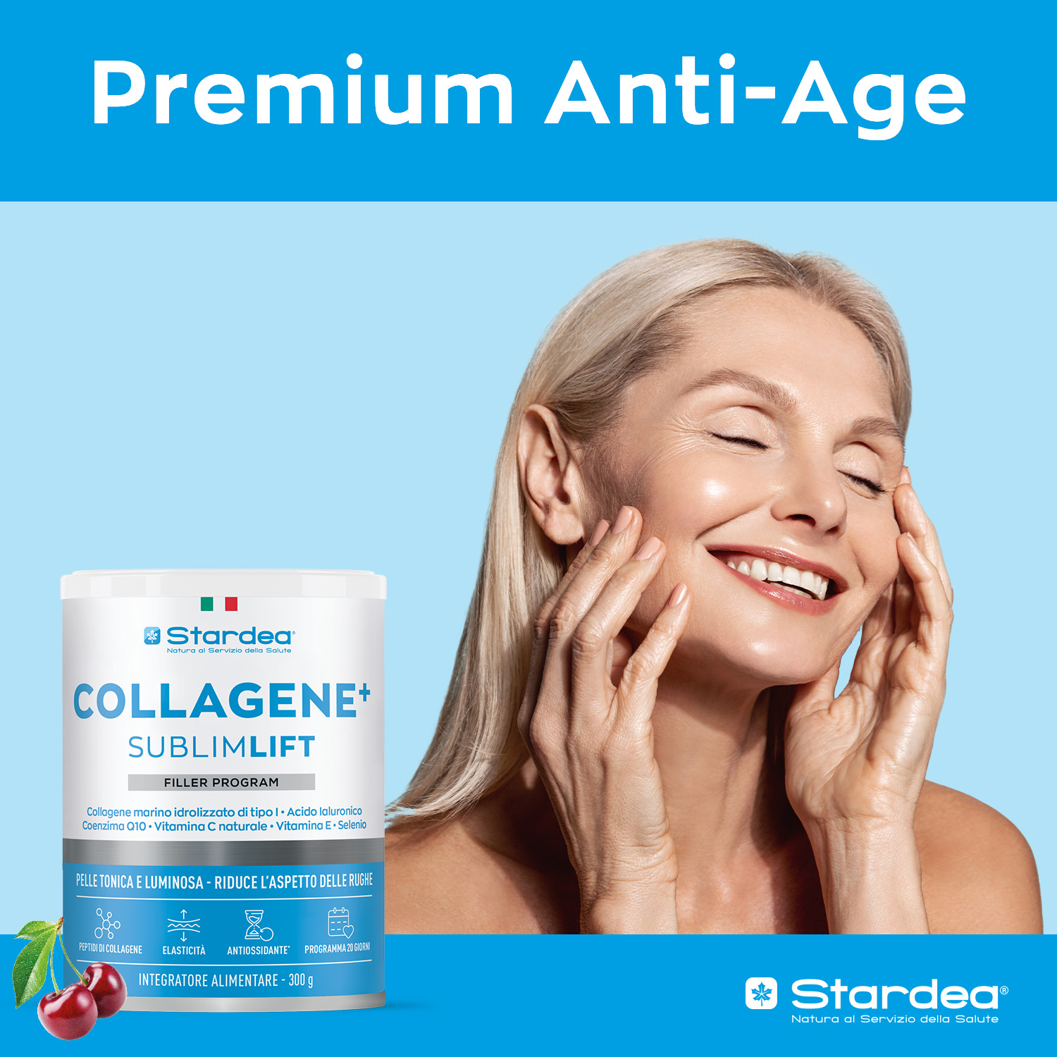 STARDEA COLLAGENE + SUBLIMLIFT POLVERE - Integratore in polvere a base di collagene marino di tipo 1 per la Bellezza della pelle - POLVERE 300 GR