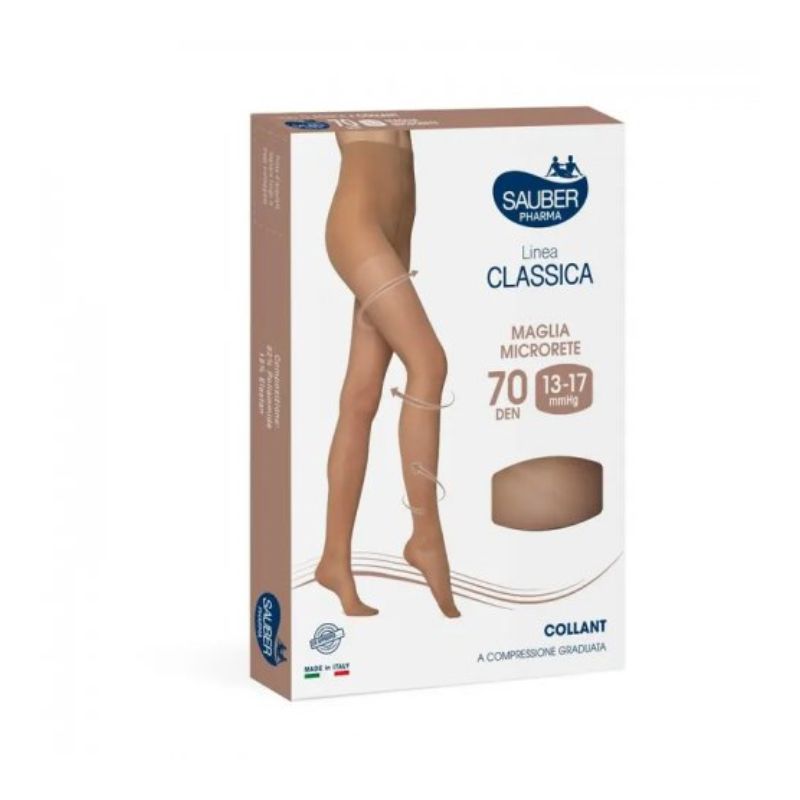 Sauber Pharma - Linea Classica - Collant Maglia Microrete 70 Den (13-17 mmHg) - Taglia 4 Chiaro
