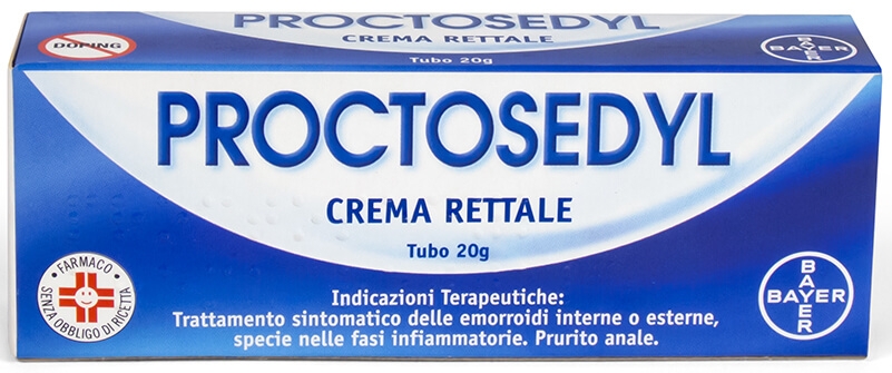 Proctosedyl Crema Rettale, Trattamento Sintomatico Emorroidi e Prurito Anale, Con Idrocortisone Acetato, Tubo da 20 gr