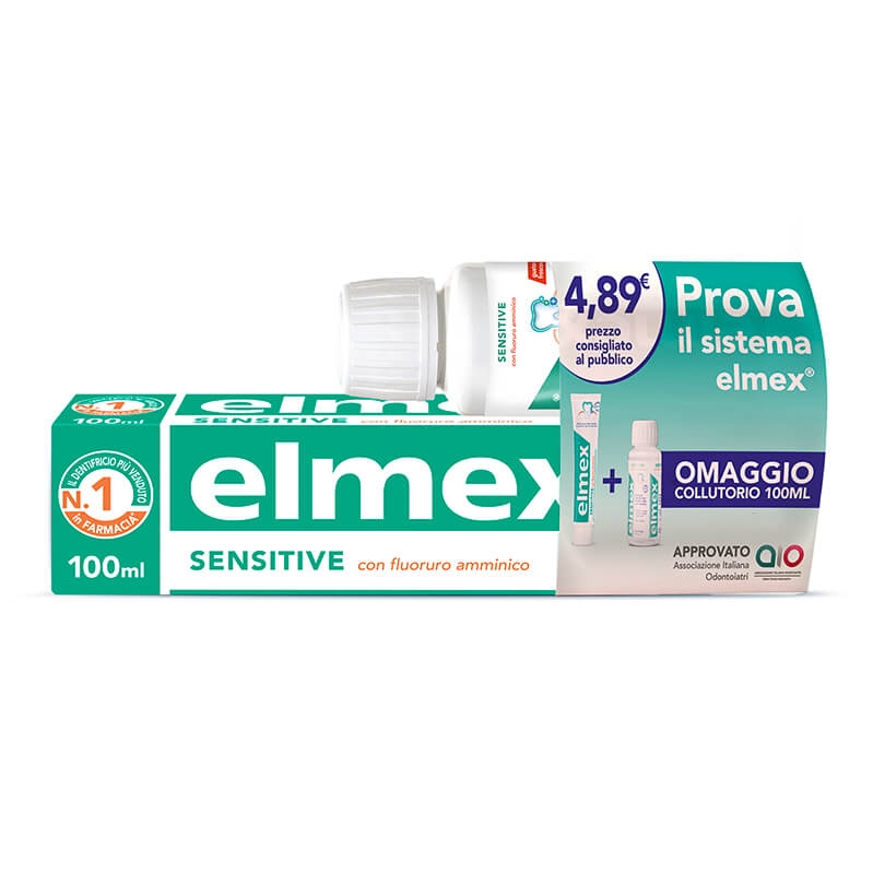 ELMEX SENSITIVE SPECIAL PACK  Dentifricio per Denti Sensibili 100 ml + Collutorio Elmex Denti Sensibili da 100 ml in Omaggio