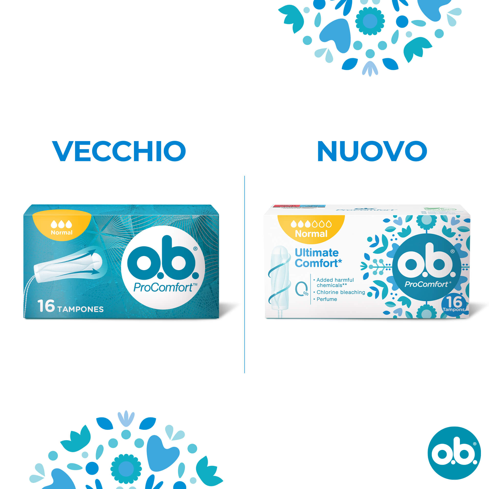 o.b. Assorbenti Interni ProComfort Normal facili da applicare flusso medio e intenso 16 tamponi