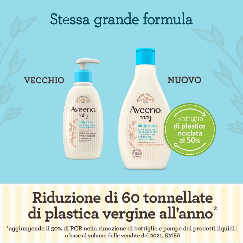 Aveeno Baby Daily Care Bagnetto Corpo e Capelli 250 ml, Shampoo e bagnoschiuma bambini delicato 2in1