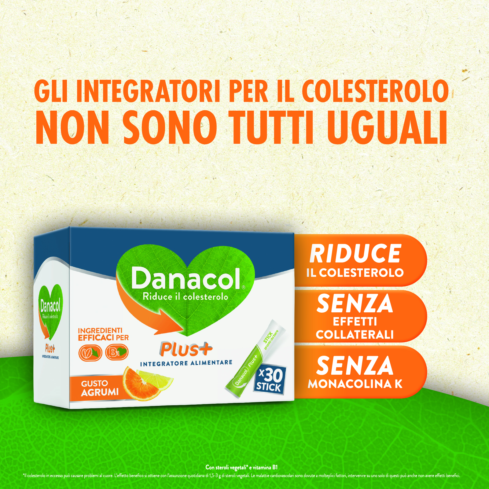 DANACOL Plus+ : Integratore alimentare per la riduzione del colesterolo - 30 StickGel 