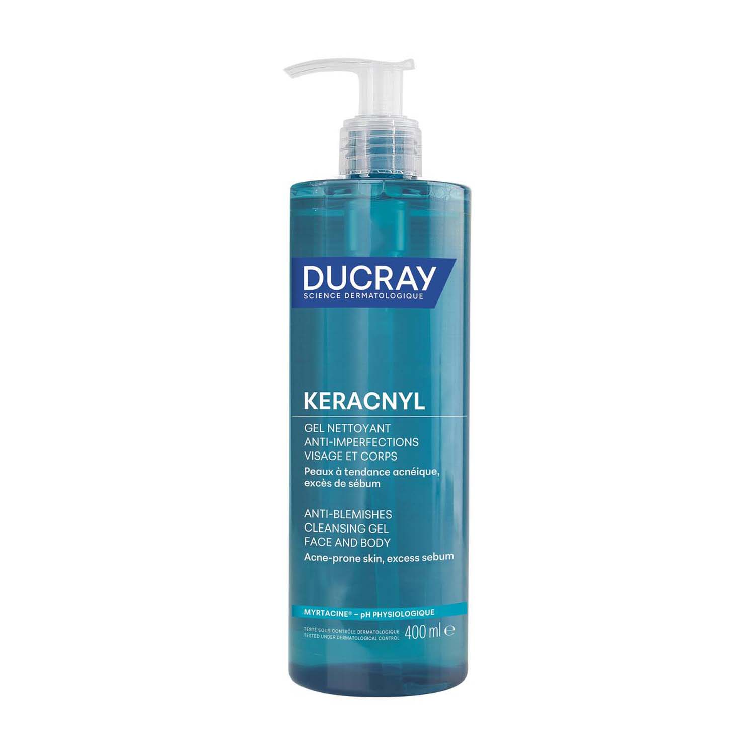 Ducray Keracnyl - Gel Detergente Anti-Imperfezioni Viso E Corpo Per Pelle Grassa A Tendenza Acneica 400 ml