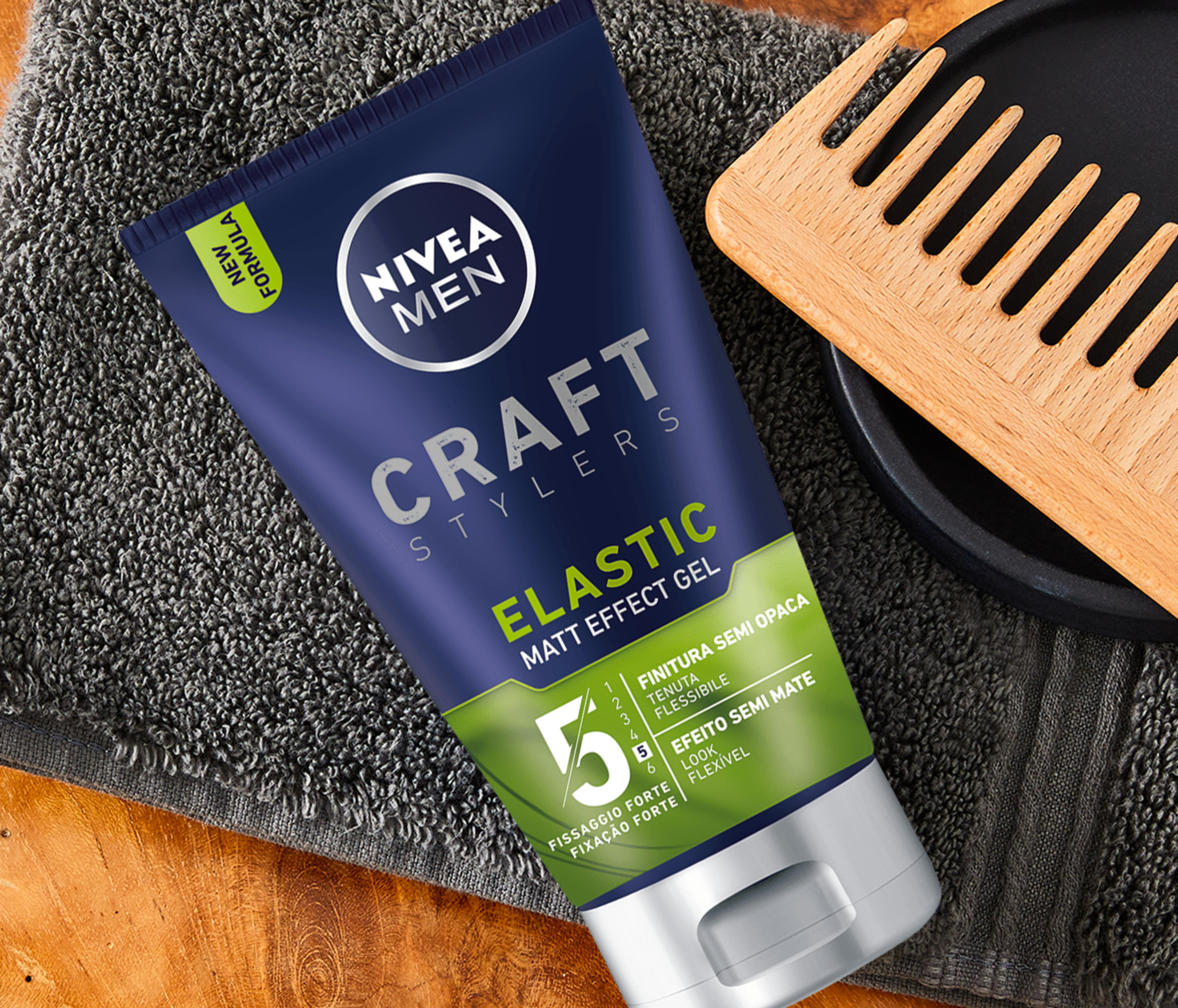 Nivea Men Styling Gel Elastic 150 ml, Gel per la cura capelli a lunga tenuta con resistenza elastica