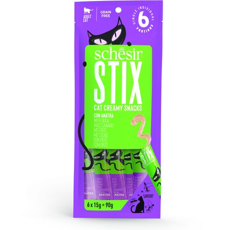 SCHESIR GATTO SNACK STIX CREAMY ANATRA 6PZ 15GR