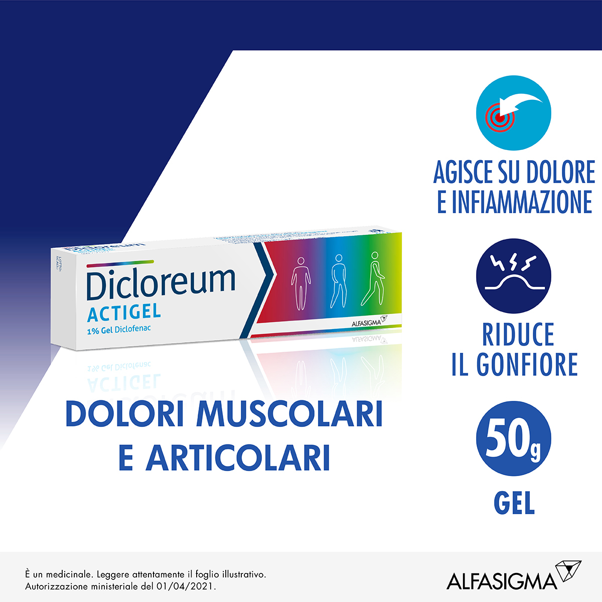 Dicloreum Actigel 1% Diclofenac Dolori Articolari dolori muscolari Gel 50g