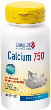 LongLife Calcium 750mg Integratore Ossa 60 Tavolette