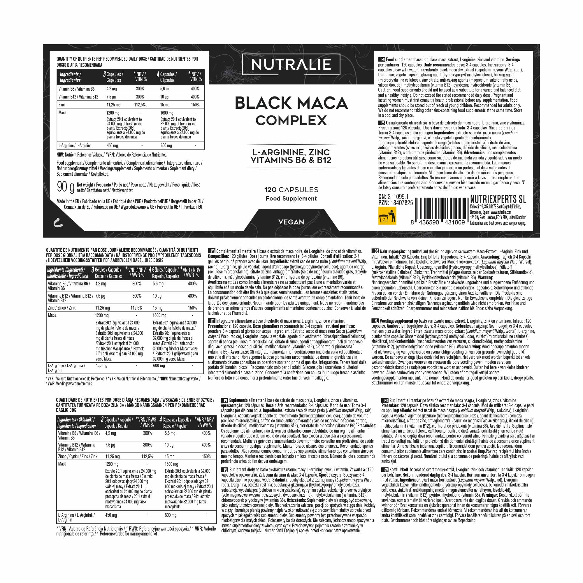 Nutralie Maca Nera Complex 120 Capsule - Integratore Per Il Metabolismo Energetico