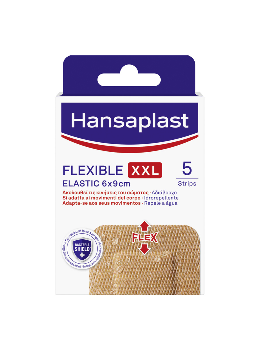Hansaplast Cerotti Flexible XXL, Cerotti medicazione elastici per articolazioni, 5 pezzi da 6 x 9 cm