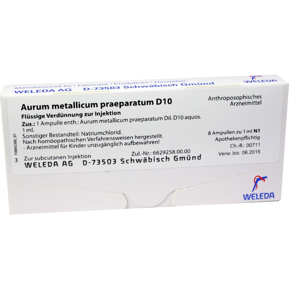 Weleda Aurum Metallicum Praeparatum D10 medicinale omeopatico 8 fiale