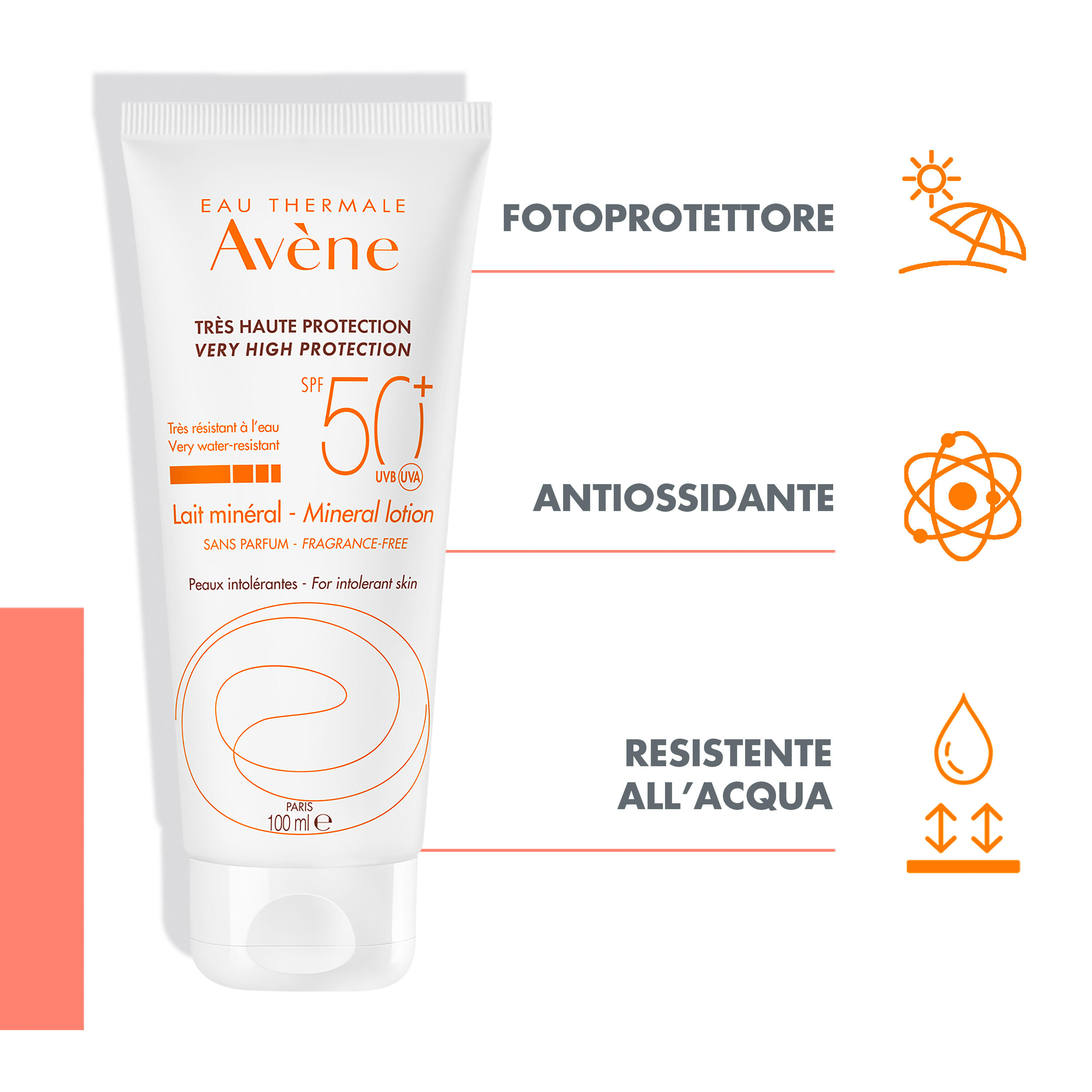 Avène - Latte Solare Schermo Minerale SPF50+ Viso E Corpo 100 ml