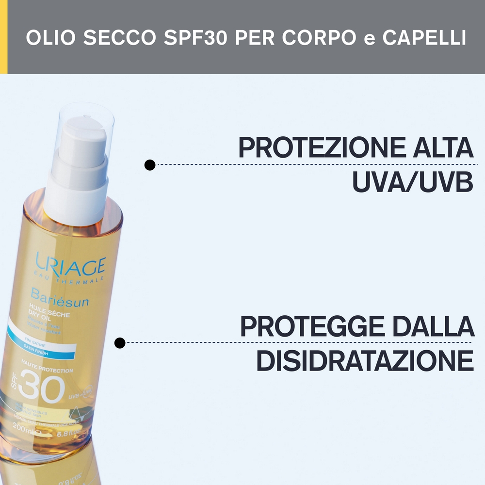 Uriage Bariésun Olio Solare Secco SPF 30 Protezione Corpo e Capelli 200 ml