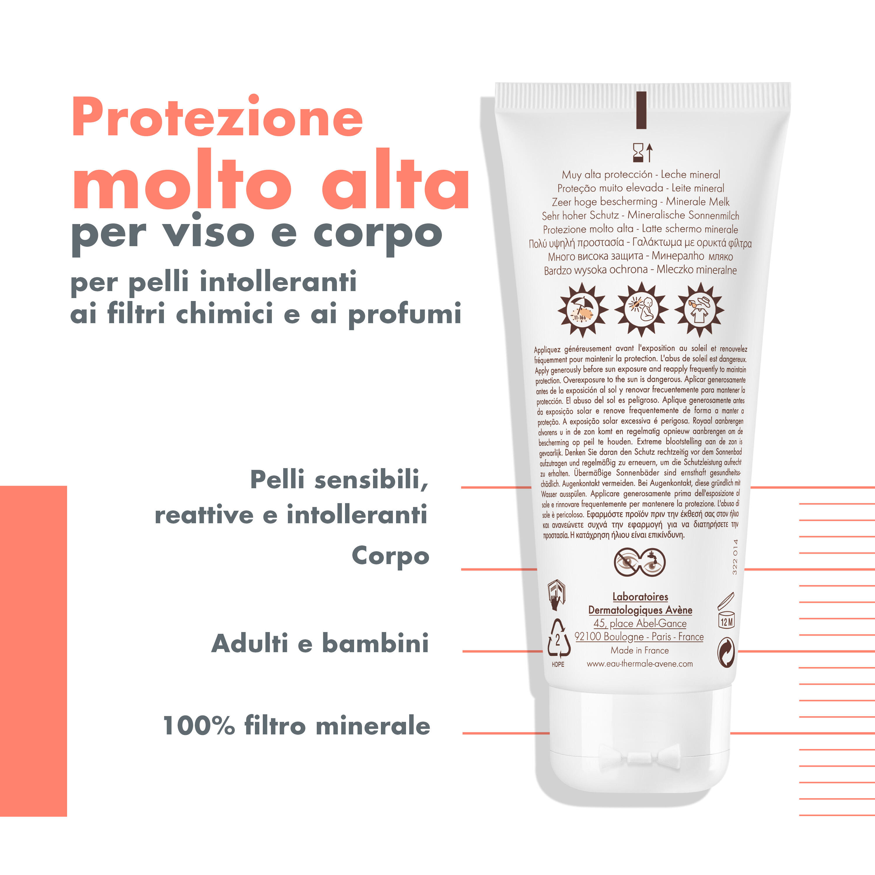 Avène - Latte Solare Schermo Minerale SPF50+ Viso E Corpo 100 ml