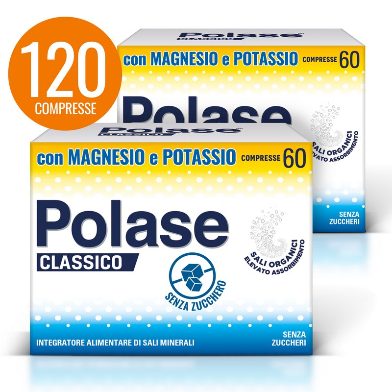 Polase Classico Magnesio e Potassio Integratore Alimentare Sali Minerali senza zucchero 60+60 compresse
