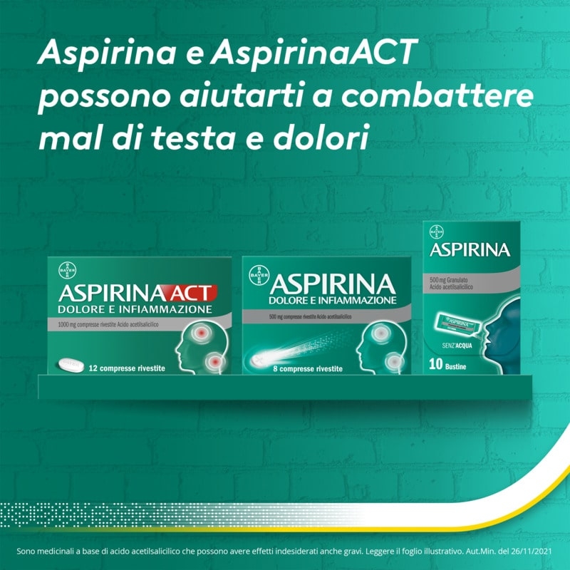 Aspirina C, contro sintomi di Raffreddore, Influenza e Febbre, 400 mg di Acido Acetilsalicilico + 240 mg di Vitamina C, antinfiammatorio e analgesico, 40 Compresse Effervescenti