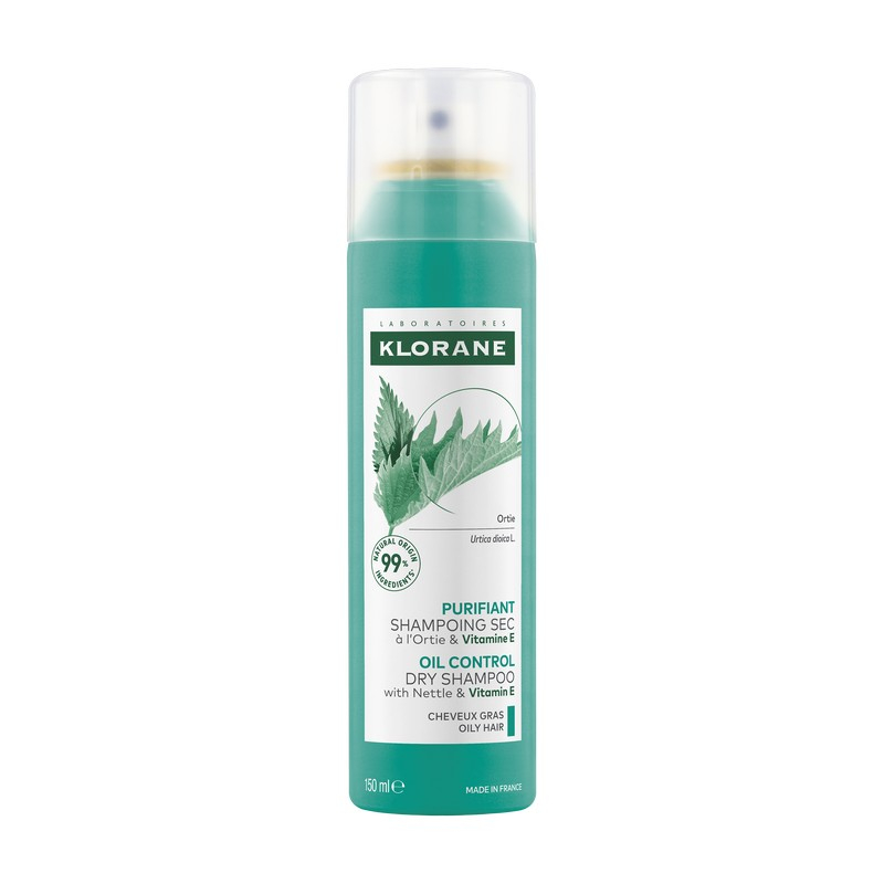 Klorane  Shampoo secco all'Ortica & Vitamina E, capelli grassi, purificante, 150ml 