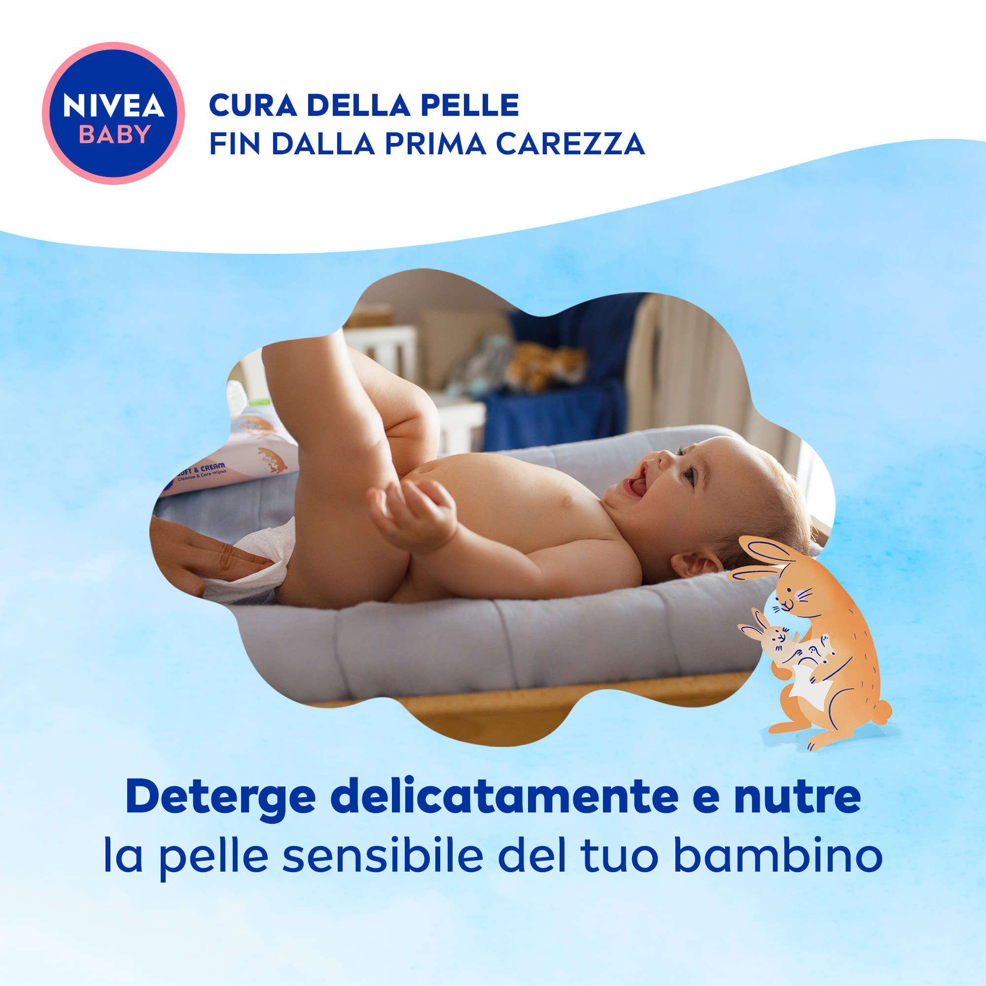 Nivea Baby Salviettine Detergenti Idratanti Soft & Cream 57 Pezzi, Salviette neonato detergenti