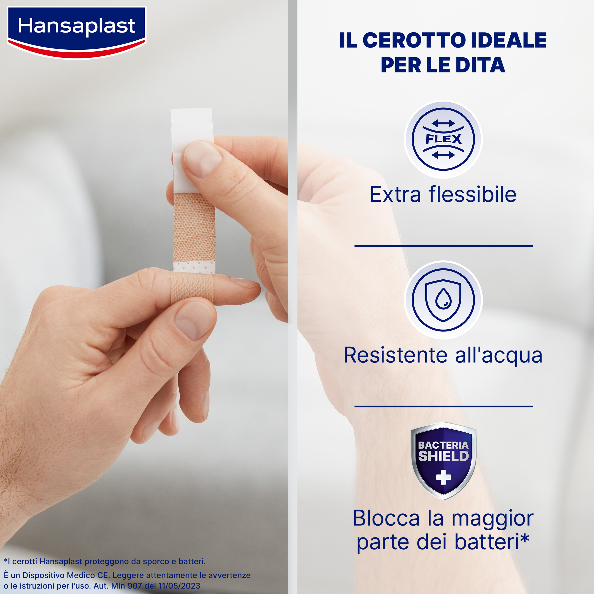 Hansaplast Elastic Finger Strips, Cerotti dita extra lunghi, elastici e flessibili, 16 pezzi