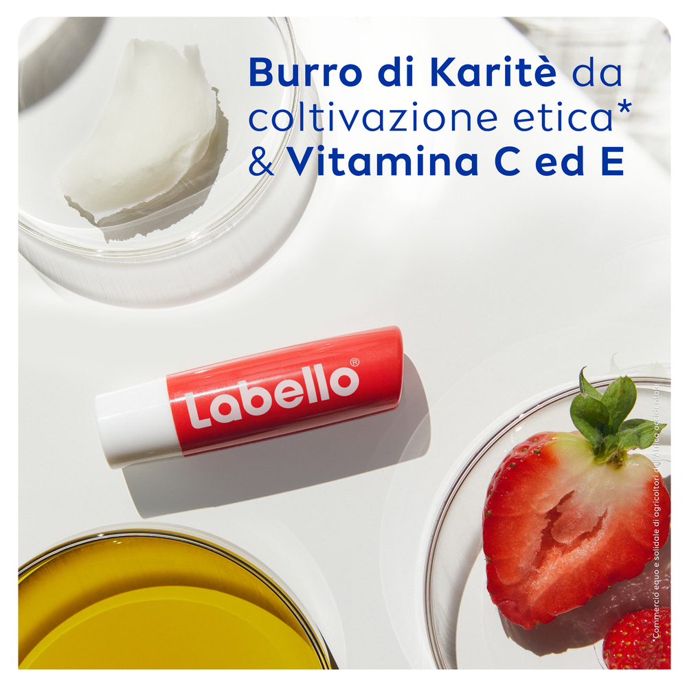 Labello Strawberry Shine 4.8 g, Burrocacao labbra colorato e idratante all'aroma di Fragola