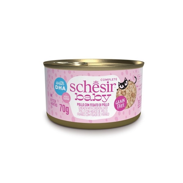 SCHESIR GATTO BABY KITTEN POLLO FEGATO 70GR (lattina)