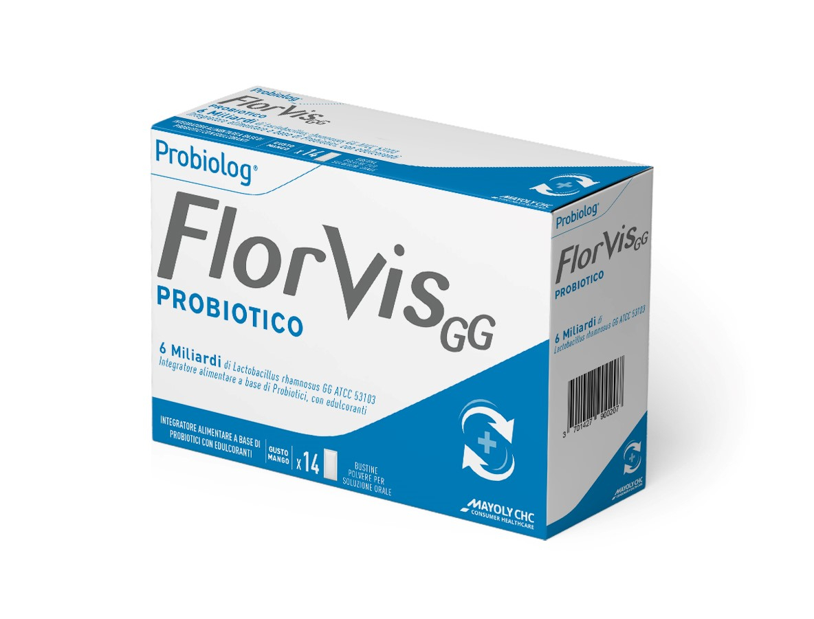 FLORVIS GG - Integratore per l'equilibrio della flora batterica intestinale - 14 bustine orosolubili