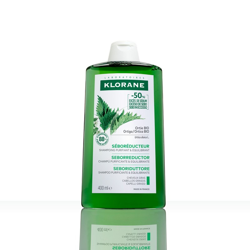 Klorane - Shampoo Seboriduttore all'Ortica purificante ed equilibrante, capelli grassi - 400ml
