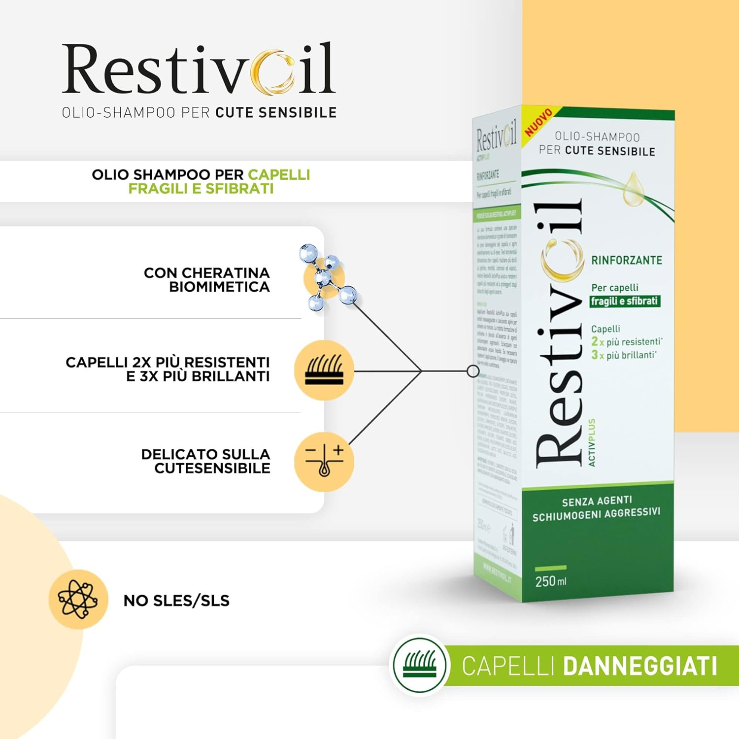 Restivoil Activ Plus Olio Shampoo Rinforzante Capelli Fragili Sfibrati 250 ml