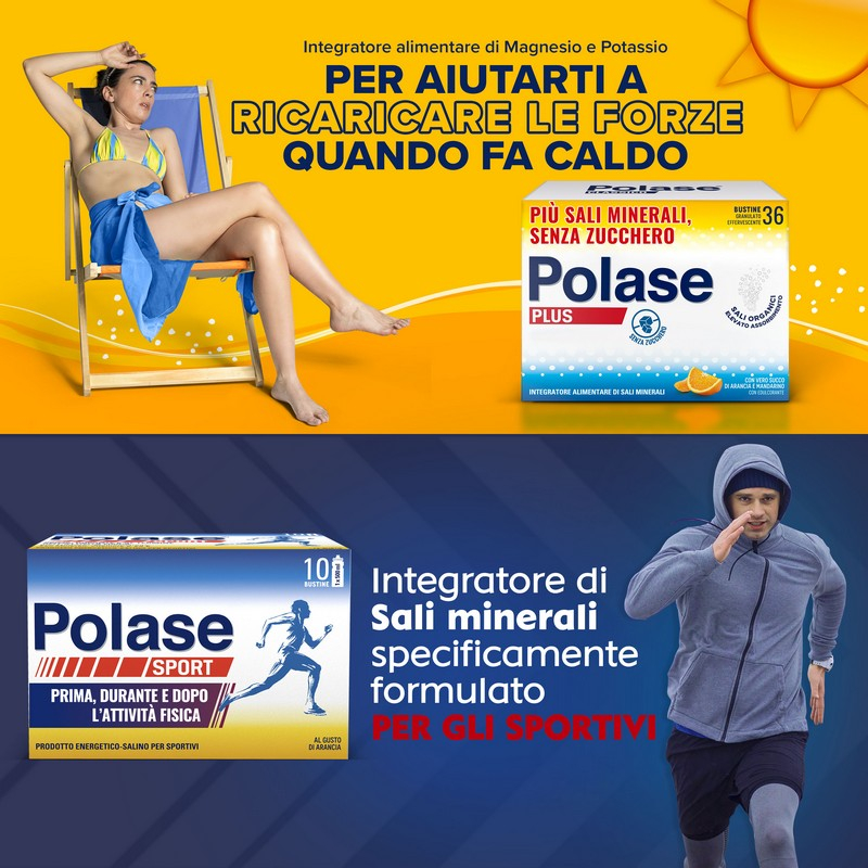 Polase Plus 36 bustine + Polase Sport 10 bustine Magnesio e Potassio Integratore Alimentare Sali Minerali 