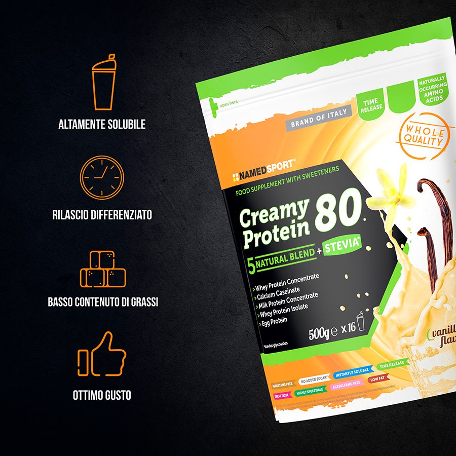 Named Sport Creamy Protein 80 Gusto Vanilla Delice - Proteine Concentrate Del Siero Del Latte 500 g