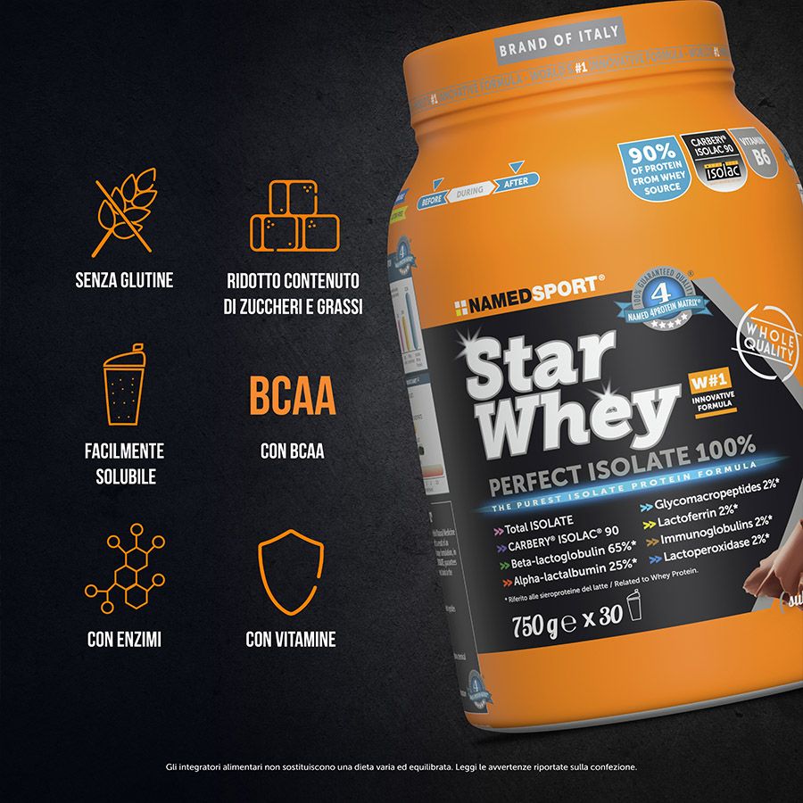 Named Sport Star Whey Isolate Gusto Sublime Chocolate - Proteine Del Siero Del Latte 750 g