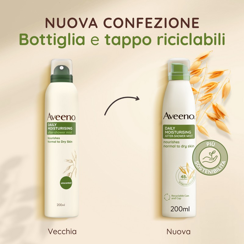 Aveeno Spray Idratante Corpo Dopo Doccia all'Avena per Proteggere e Nutrire la Pelle Secca, ad Assorbimento Rapido