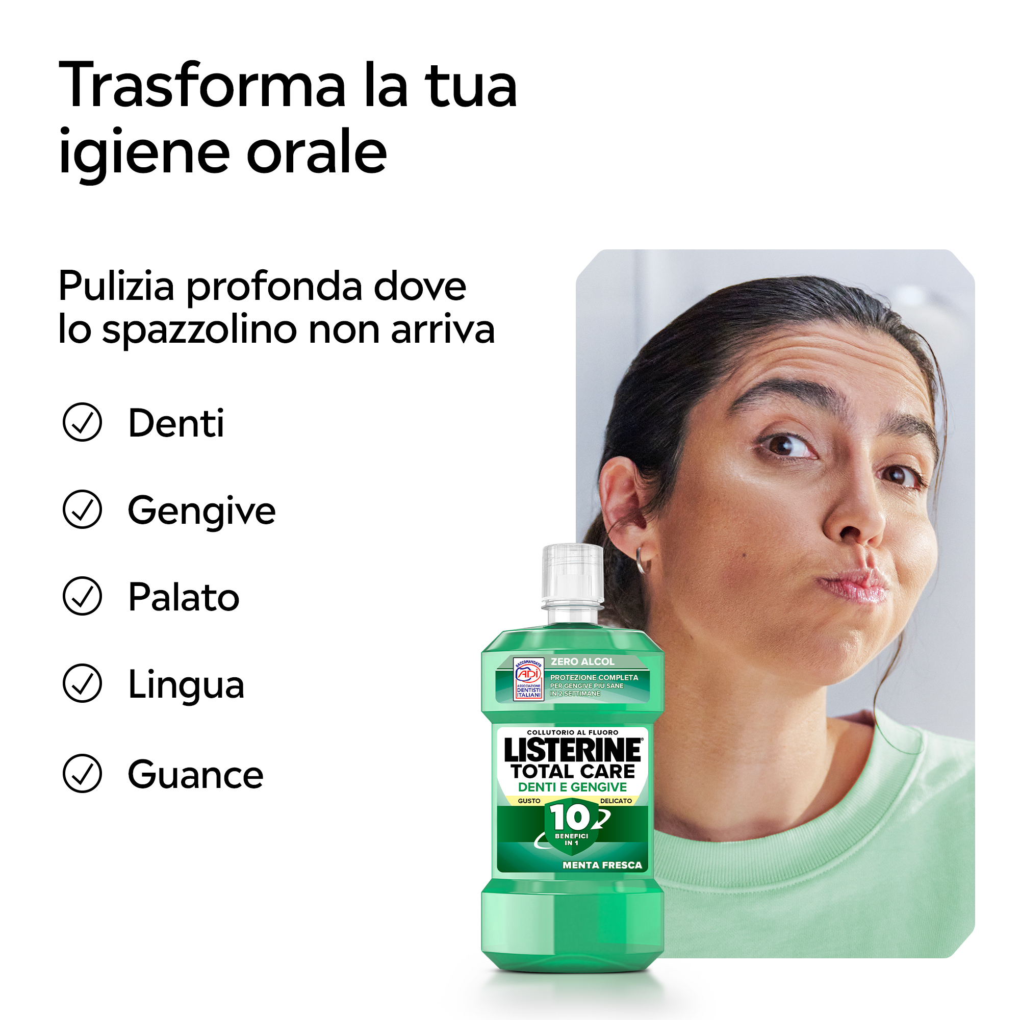 LISTERINE Difesa Denti Gengive Collutorio al Gusto Delicato alla Menta Delicata senza alcool 500 ml