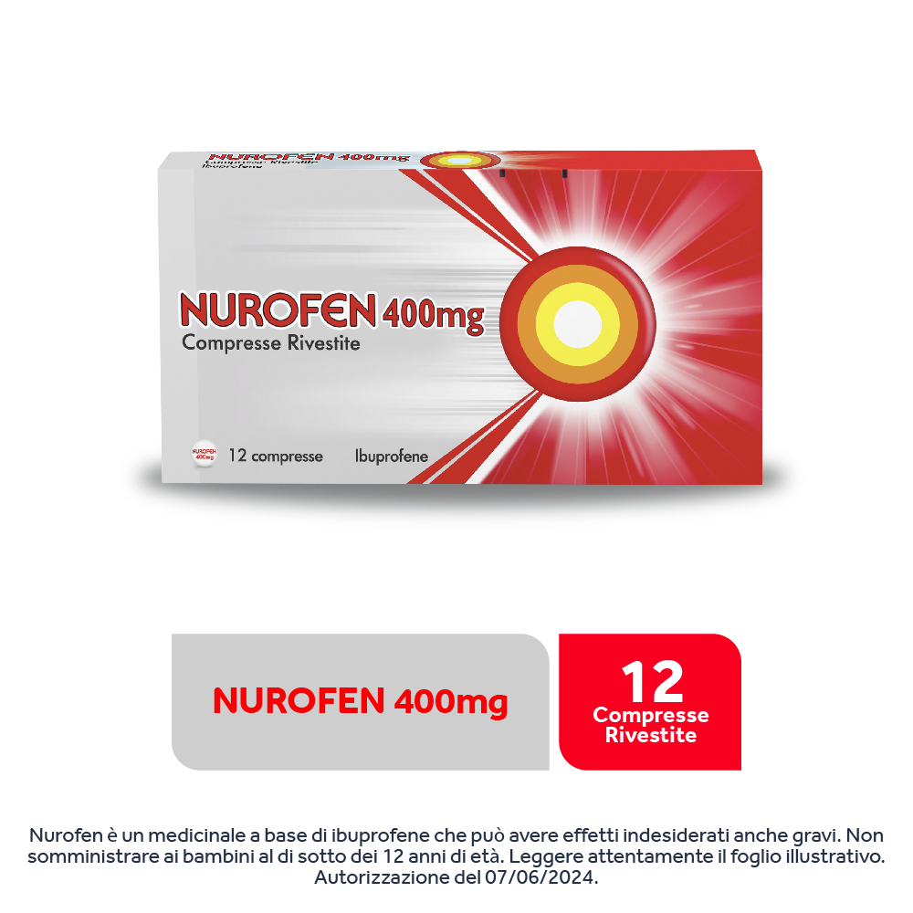 NUROFEN 400MG 12 CPR ibuprofene funzione antinfiammatoria e antidolorifica contro febbre, mal di testa,  dolori muscolari e articolari